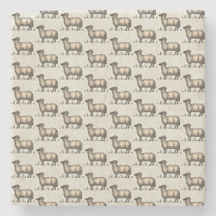 Vintage Sheep Illustration: Farm Classic Art Stone Coaster