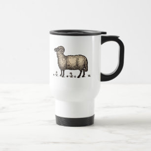 Vintage Sheep Illustration: Farm Classic Art Travel Mug
