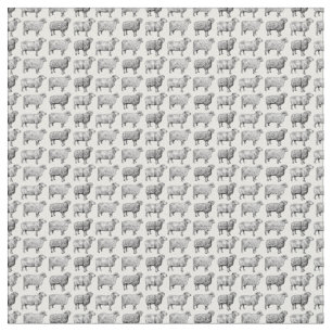 Vintage Sheep Pattern Small Print CUSTOM BG COLOR Fabric