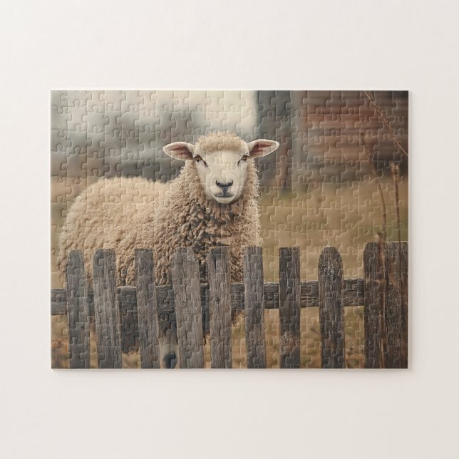 Vintage Sheep Sepia Jigsaw Puzzle (Horizontal)