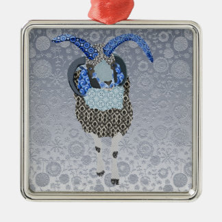 Vintage Sheep Silver Floral Christmas Ornament