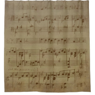 Vintage sheet music background shower curtain