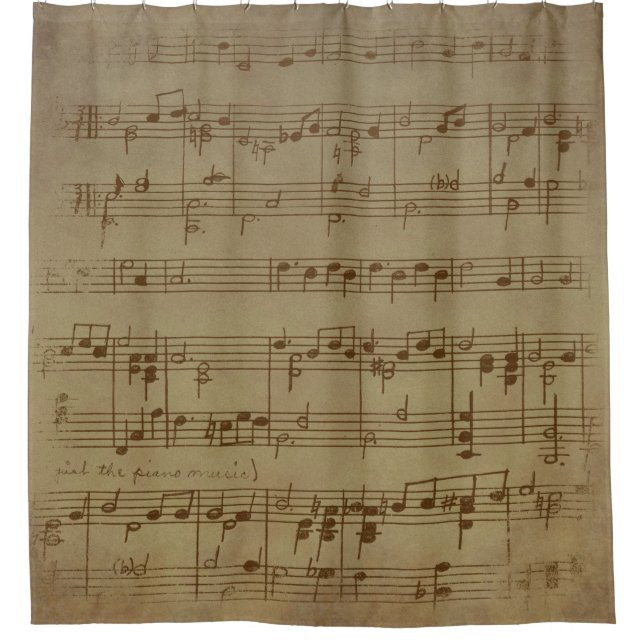 Vintage sheet music background shower curtain (Front)