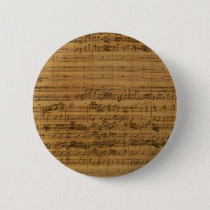 Vintage Sheet Music by Johann Sebastian Bach 6 Cm Round Badge