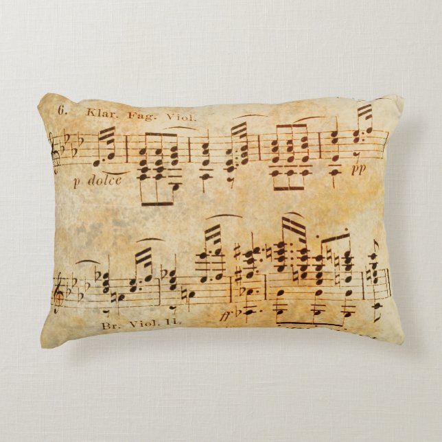 Vintage Sheet Music Decorative Cushion (Front)
