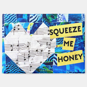 Vintage Sheet Music Heart Quilt Collage Magnet