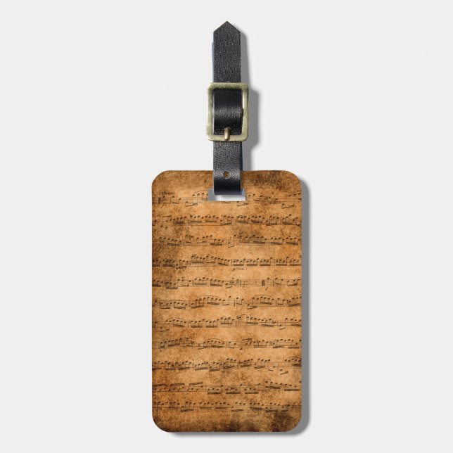 Vintage sheet music luggage tag (Front Vertical)