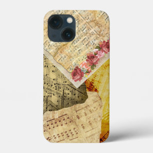 Vintage Sheet Music, Musical Notes and Roses iPhone 13 Mini Case