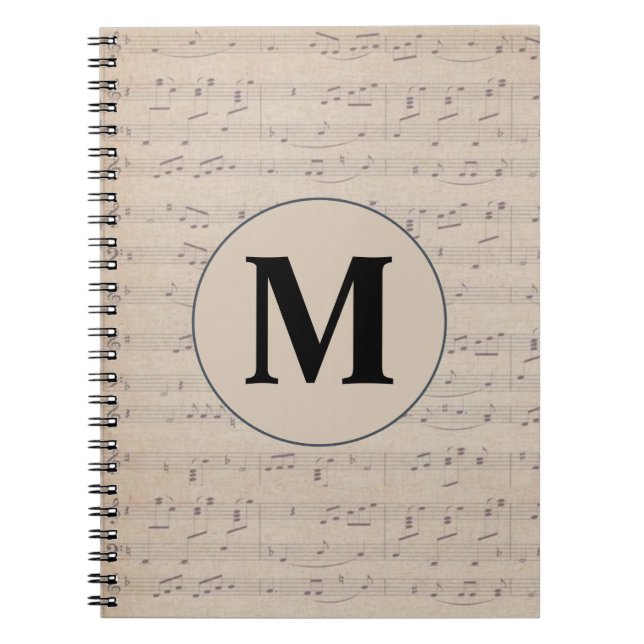 Vintage Sheet Music Note monogram  Notebook (Front)