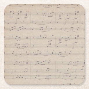 Vintage sheet music note musician musical square paper coaster