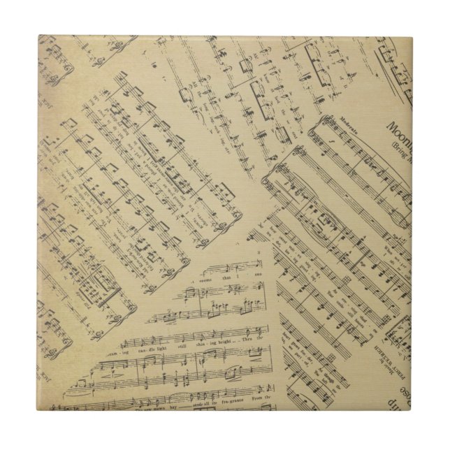 Vintage Sheet music note pattern musician  Tile (Front)