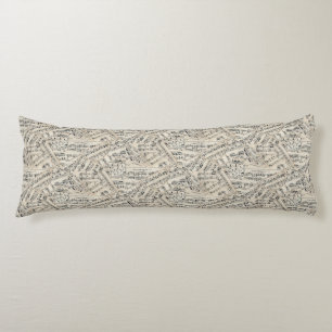 Vintage Sheet Music Paper Collage Body Cushion
