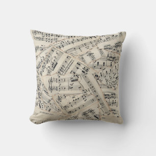 Vintage Sheet Music Paper Collage Cushion