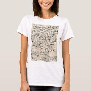 Vintage Sheet Music Paper Collage T-Shirt