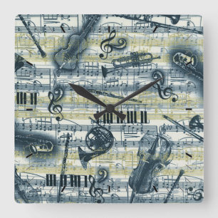 Vintage Sheet Music Pattern Wall Clock