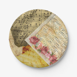Vintage Sheet Music, Piano Musical Notes Paper Plate