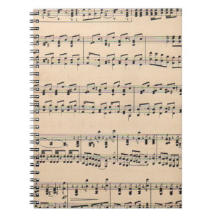 Vintage Sheet Music Score Black and White notes Spiral Notebook