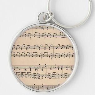 Vintage Sheet Music Score Notes Key Ring