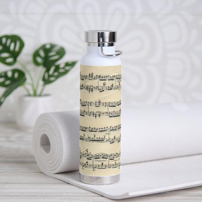 Vintage Sheet Music Water Bottle (Yoga)