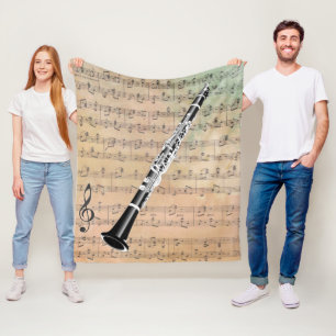 Vintage Sheet Music With a Clarinet Fleece Blanket