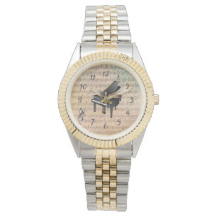 Vintage Sheet Music With A Piano Watch