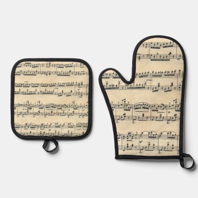 Vintage Sheet  Oven Mitt & Pot Holder Set (Front)