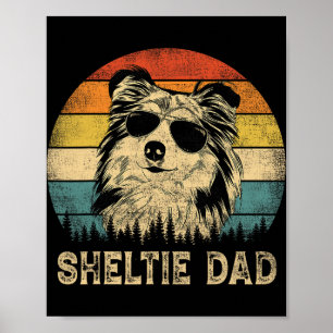Vintage Sheltie Dad Dog Lovers Father&# s Day Tee Poster