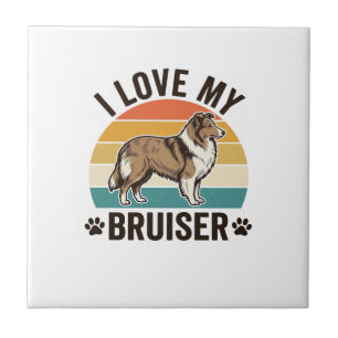 Vintage Sheltie Dog I Love My Bruiser Retro Design Tile