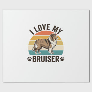 Vintage Sheltie Dog I Love My Bruiser Retro Design Wrapping Paper