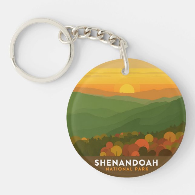 Vintage Shenandoah National Park Fall Sunset Key Ring (Front)