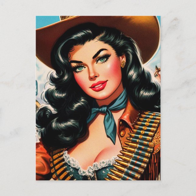 Vintage Sheriff Pin-up Postcard (Front)