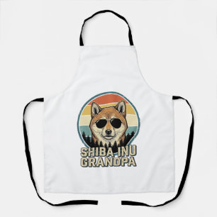 Vintage Shiba Inu Grandpa Dog Shirt Design_1 Apron