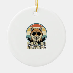 Vintage Shiba Inu Grandpa Dog Shirt Design_1 Ceramic Tree Decoration