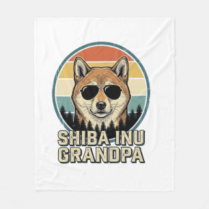 Vintage Shiba Inu Grandpa Dog Shirt Design_1 Fleece Blanket
