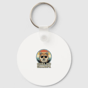 Vintage Shiba Inu Grandpa Dog Shirt Design_1 Key Ring