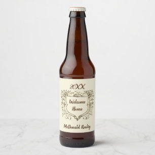 Vintage Shield Real Estate Welcome Home Realtor Beer Bottle Label