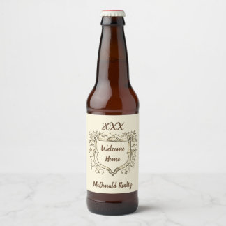 Vintage Shield Real Estate Welcome Home Realtor Beer Bottle Label
