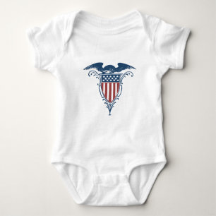 Vintage Shield Red White Blue American Eagle Stars Baby Bodysuit