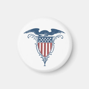 Vintage Shield Red White Blue American Eagle Stars Magnet