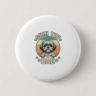 Vintage Shih Tzu Dad Dog Lover Shirt Design_1 6 Cm Round Badge
