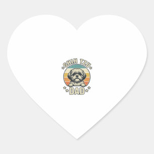 Vintage Shih Tzu Dad Dog Lover Shirt Design_1 Heart Sticker