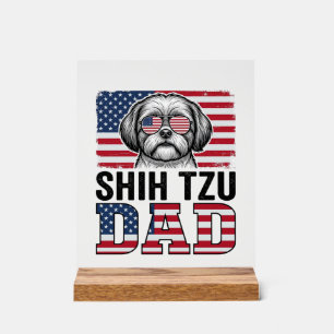 Vintage Shih Tzu Dad Patriotic Dog Shirt Design_1 Acrylic Sign