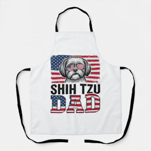 Vintage Shih Tzu Dad Patriotic Dog Shirt Design_1 Apron