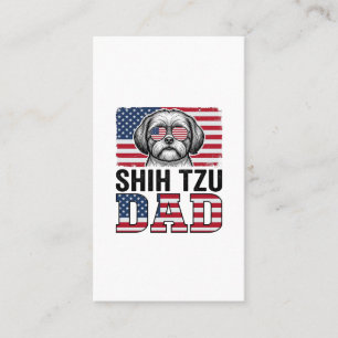 Vintage Shih Tzu Dad Patriotic Dog Shirt Design_1 Business Card