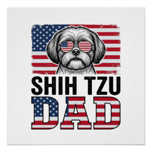 Vintage Shih Tzu Dad Patriotic Dog Shirt Design_1 Poster