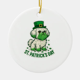 Vintage Shih Tzu Leprechaun St.Patrick's Day Ceramic Tree Decoration