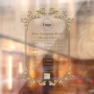 Vintage Shiny Gold Company Logo QR code Open Hours