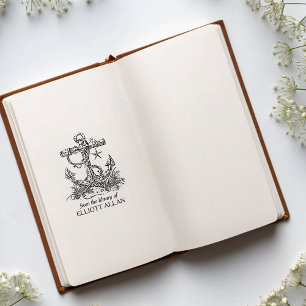 Vintage Ship Anchor Bookplate Rubber Stamp