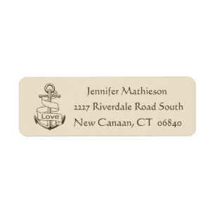 Vintage Ship Anchor Nautical Love - Brown / Tan