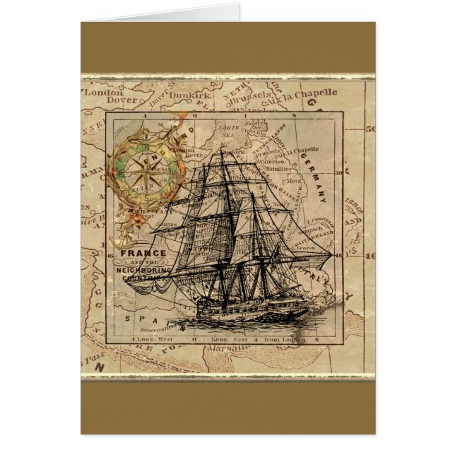 Vintage Ship And Map (Front)